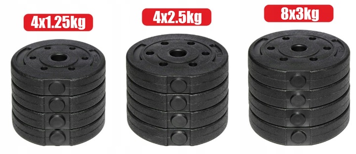 2W1 HANTLE BITUMICZNE REGULOWANE 2x20 KG + SZTANGA = ZESTAW HANTLI 40 KG