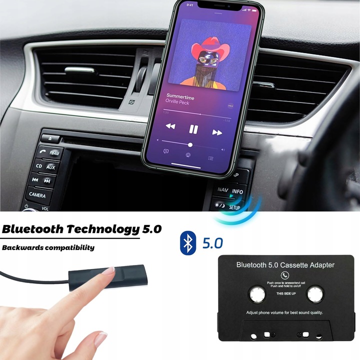 kaseta bluetooth 5.0 do radia adapter transmiter RADIA