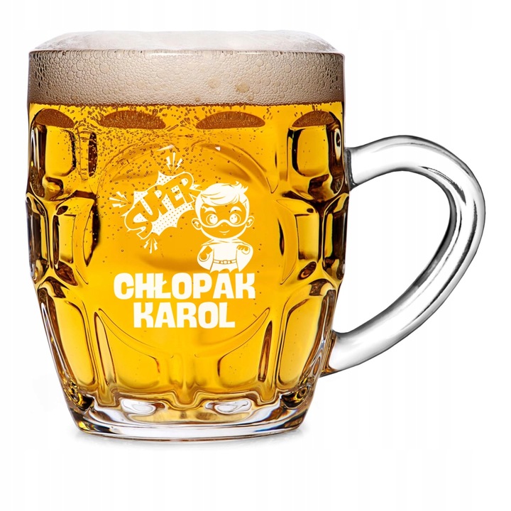 Prezent dla taty chłopaka na święta Kufel do piwa z grawerem + otwieracz