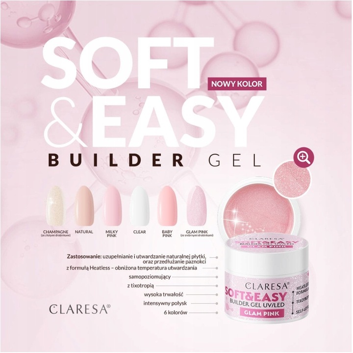 CLARESA SOFT&EASY ŻEL BUDUJĄCY UV/LED GEL BUILDING 45g MILKY WHITE