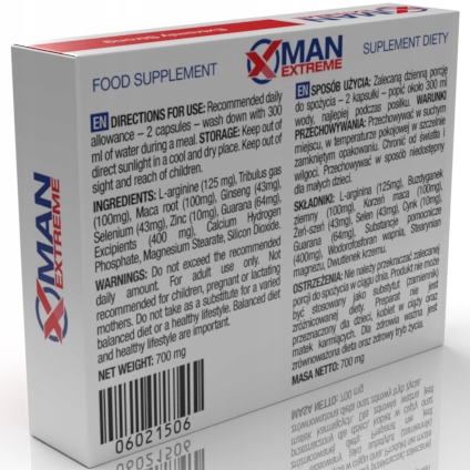 Tabletki na potencje erekcje wzwód MAN-EXTREME x5 kapsułek