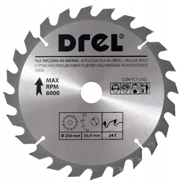 PIŁA TARCZOWA WIDIOWA TARCZA DO CIĘCIA DREWNA 250x30mm 24Z redukcja 20,16mm