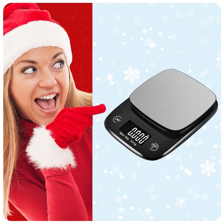 WAGA KUCHENNA ELEKTRONICZNA WYŚWIETLACZ LCD DOTYKOWA PRECYZYJNA 5KG/1G