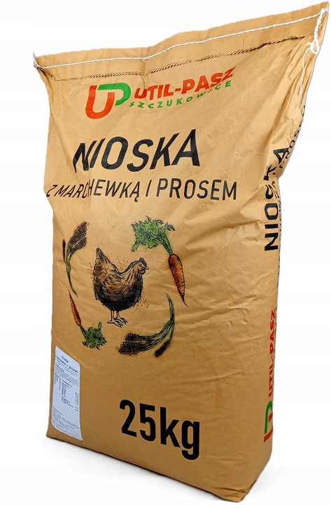 PASZA DLA KUR NIOSEK 25KG GRANULAT KARMA MIESZANKA Z MARCHEWKĄ I PROSEM