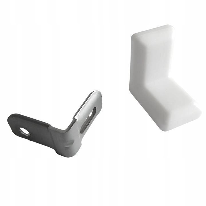 Kątownik meblowy komandorek wspornik metalowy + osłonka BIAŁY (02)