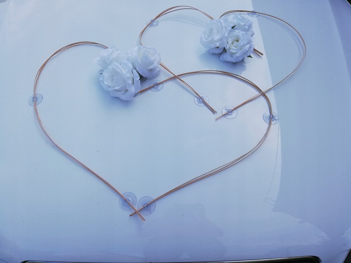 PIĘKNA DEKORACJA NA AUTO ŚLUBNE, OZDOBY WESELNE