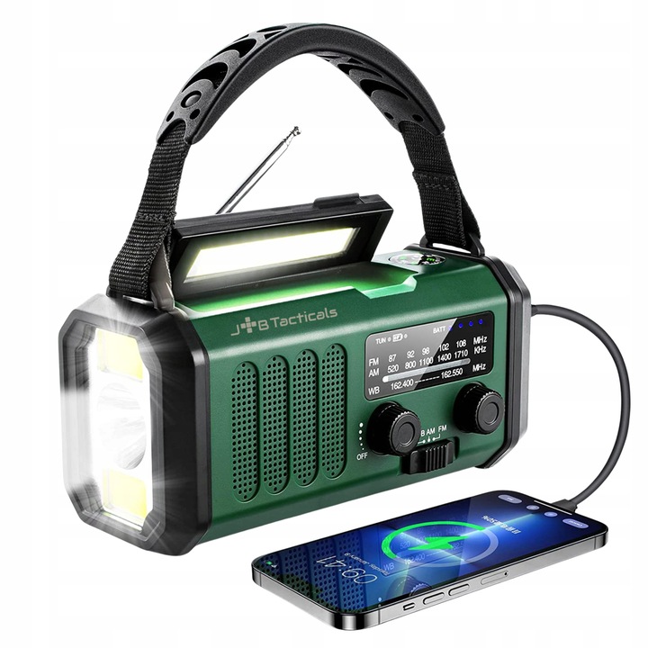 RADIO PRZENOŚNE awaryjne FM/AM SOLARNE z korbką POWERBANK LATARKA