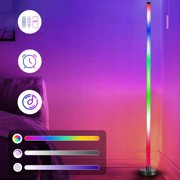 INTELIGENTNA LAMPA PODŁOGOWA LED RGB NAROŻNA STOJĄCA DO SALONU
