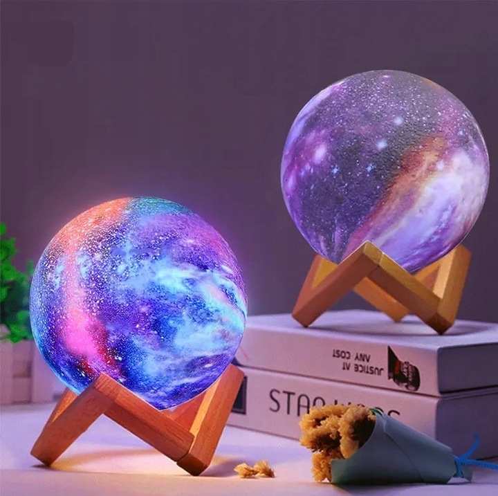 KSIĘŻYCOWA LAMPKA NOCNA LED - DO SYPIALNI NA BIURKO PLANETA KSIĘŻYC PREZENT
