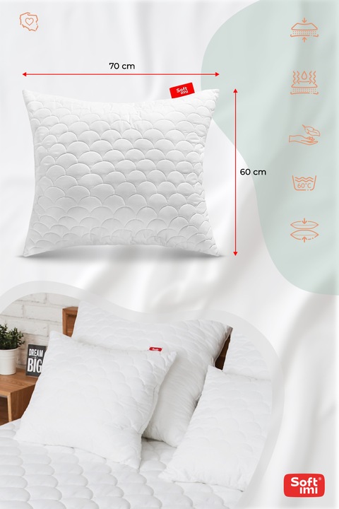 PODUSZKA 60X70 ANTYALERGICZNA PIKOWANA GRUBA ZAMEK