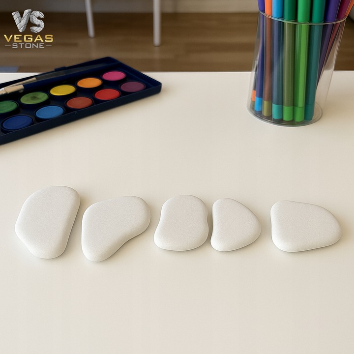 KAMIENIE DO MALOWANIA DLA DZIECI BIAŁE PŁASKIE 4-6CM GŁADKIE ZESTAW