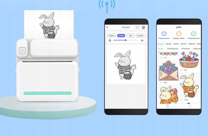 MINI DRUKARKA TERMICZNA DO ZDJĘĆ NOTATEK ETYKIET + 13 ROLEK GRATIS NAKLEJKI