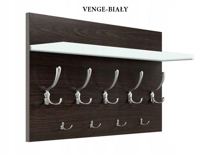 WIESZAK NA UBRANIA - PÓŁKA DO HOLU, NA KURTKI -9 UCHWYTÓW - 9 KOLORÓW