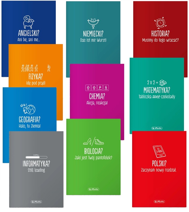 KOMPLET ZESZYTÓW TEMATYCZNYCH PRZEDMIOTOWYCH ZE ŚCIĄGĄ 10 SZTUK HERLITZ