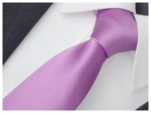 GŁADKI Jednokolorowy Krawat 7cm Męski LILIOWY R41