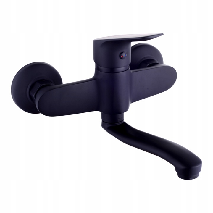 KRAN UMYWALKOWY PRZYŚCIENNY, CZARNY MAT, Z RUCHOMĄ WYLEWKĄ