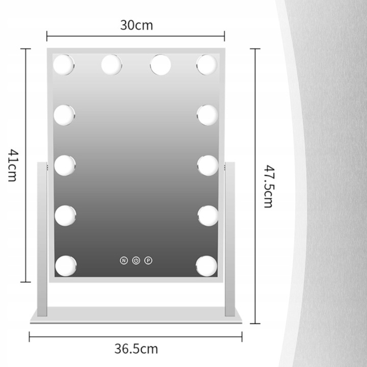 LUSTERKO KOSMETYCZNE HOLLYWOOD STOJĄCE LUSTRO DO MAKIJAŻU LED 12