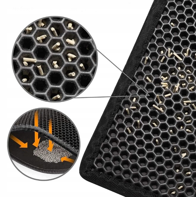 MATA WYCIERACZKA POD KUWETĘ DLA KOTA NA ŻWIREK XXL PODKŁADKA CZARNA 60x45