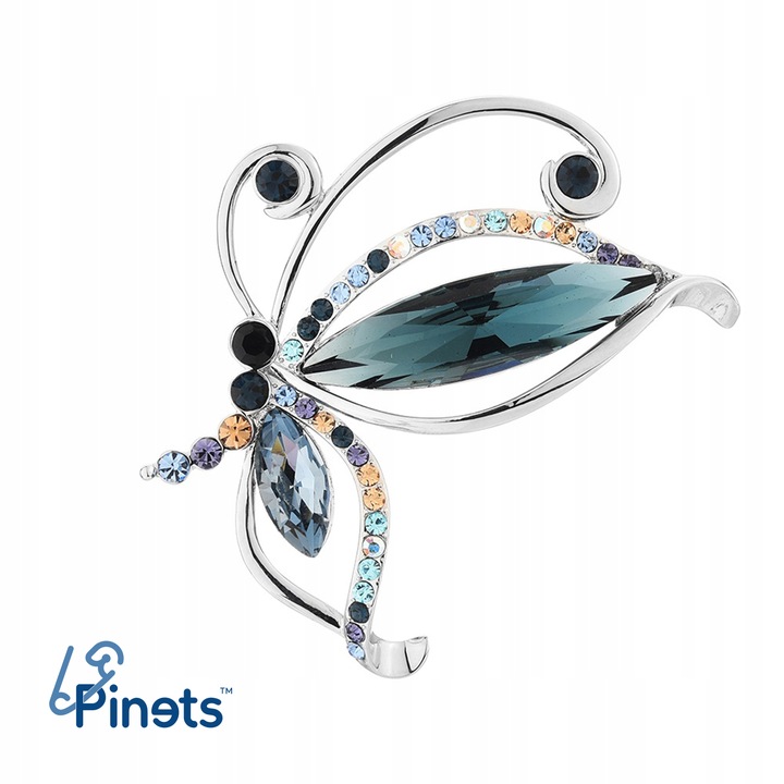 PINETS Broszka srebrny Motyl cyrkonie 14 Karatów