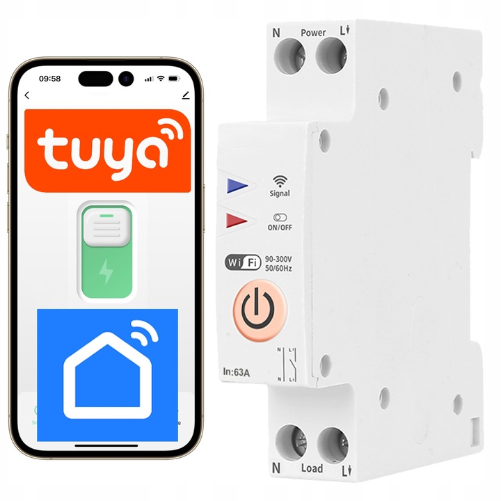 Przekaźnik WiFi 16A na szynę DIN włącznik ON OFF TUYA Smart Life