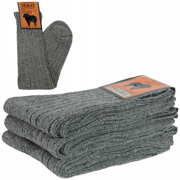 3x WEŁNA 99% WEŁNIANE GRUBE SKARPETY Nebat szare 43-46