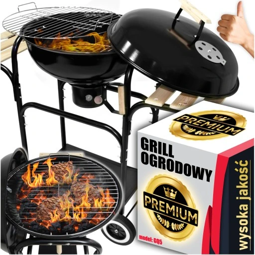 Grill WĘGLOWY na brykiet Ogrodowy zamykany POKRYWA POPIELNIK Gruba