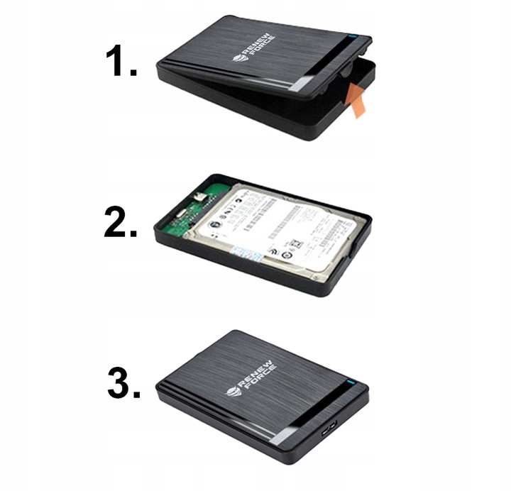OBUDOWA DYSKU TWARDEGO KIESZEŃ NA DYSK HDD SSD 2,5'' SATA do 5 Gbps USB 3.0