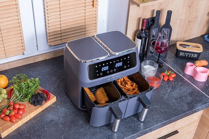 FRYTKOWNICA BEZTŁUSZCZOWA PODWÓJNA AIR FRYER 8L 2800W DWUKOMOROWA