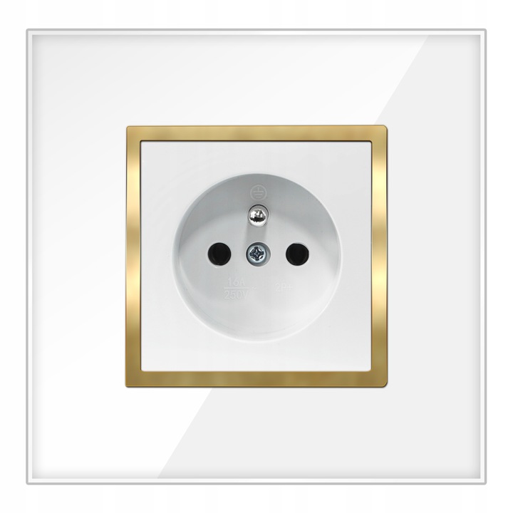 GNIAZDKO POJEDYNCZE Z BOLCEM BIAŁE ZŁOTE W RAMCE SZKLANEJ KONTAKT QUADRA