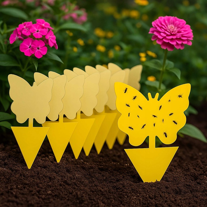 60 Lep na Ziemiórki Owady Żółte Lepy do Doniczek Taśma Domowa Meszki