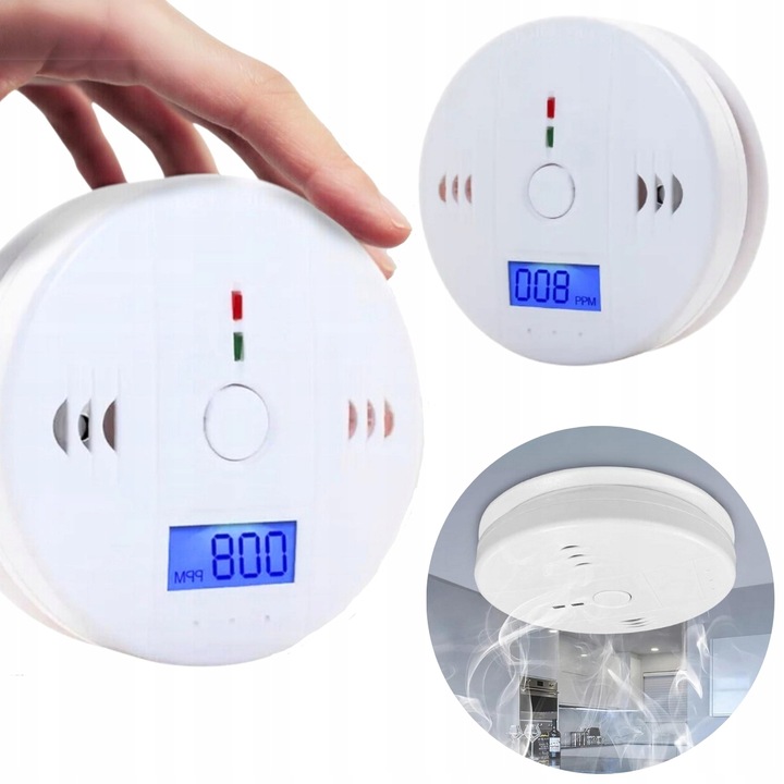 2x CZUJNIK CZADU CO GAZU CERTYFIKOWANY DETEKTOR TLENKU WĘGLA ALARM 85dB LCD