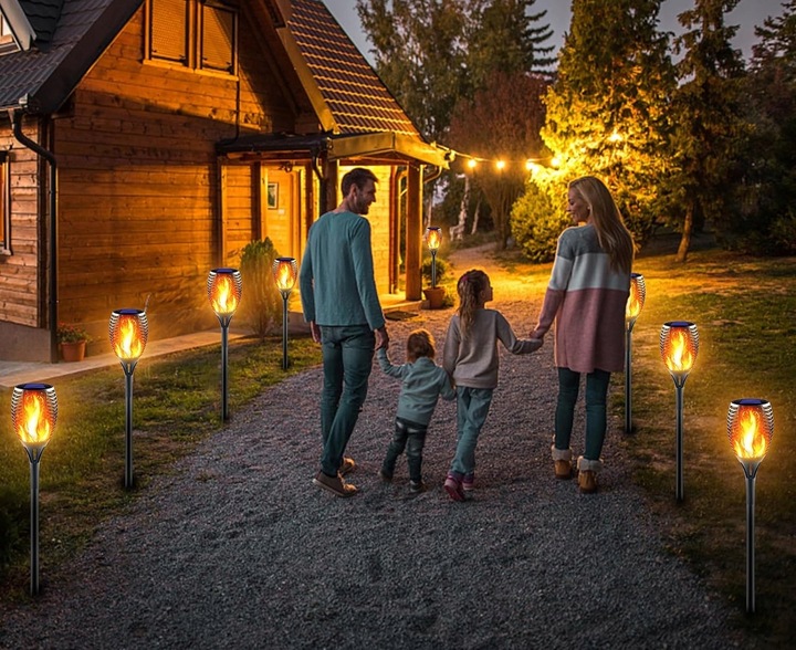 LAMPA SOLARNA POCHODNIA LAMPKI SOLARNE DO OGRODU OGRODOWE LED 4 SZTUKI