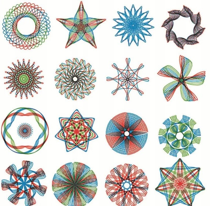 SPIROGRAF KREATYWNY ZESTAW DO RYSOWANIA WZORÓW XXL SZABLONY PISAKI KARTKI