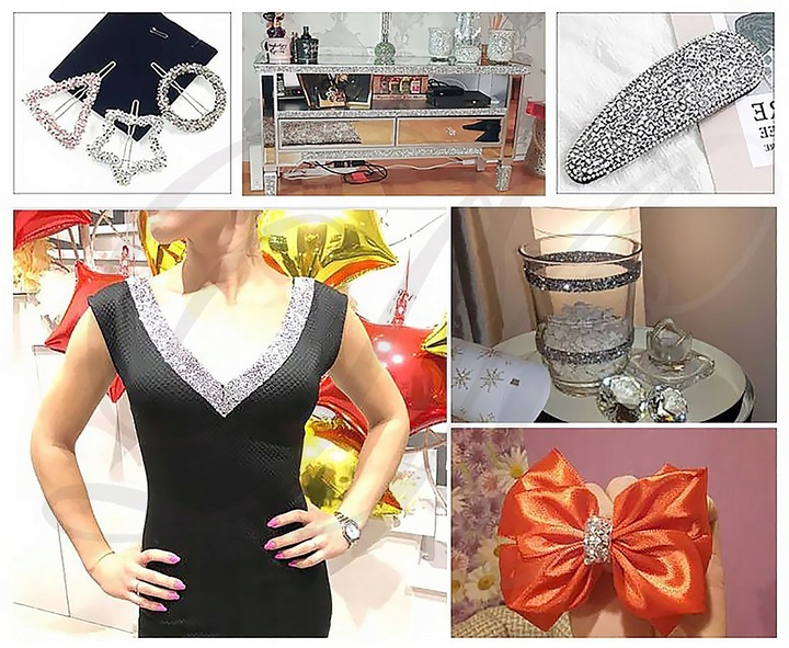 TAŚMA TERMO 1m ozdobna cyrkonie hotfix termoprzylepna cyrkoniami srebrna