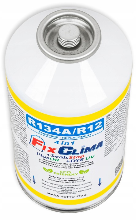 GAZ DO NAPEŁNIANIA KLIMATYZACJI AUT R134A CZYNNIK CHŁODNICZY 4W1 FIX KLIMY