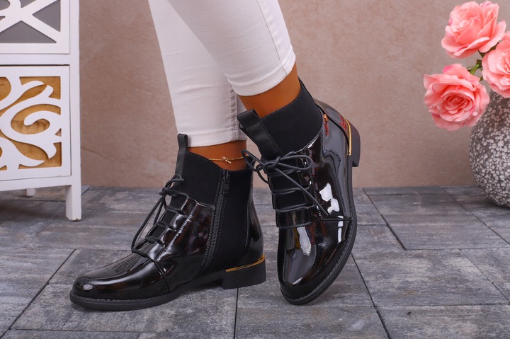 BOTKI DAMSKIE GLANY BUTY OCIEPLANE NA SUWAK