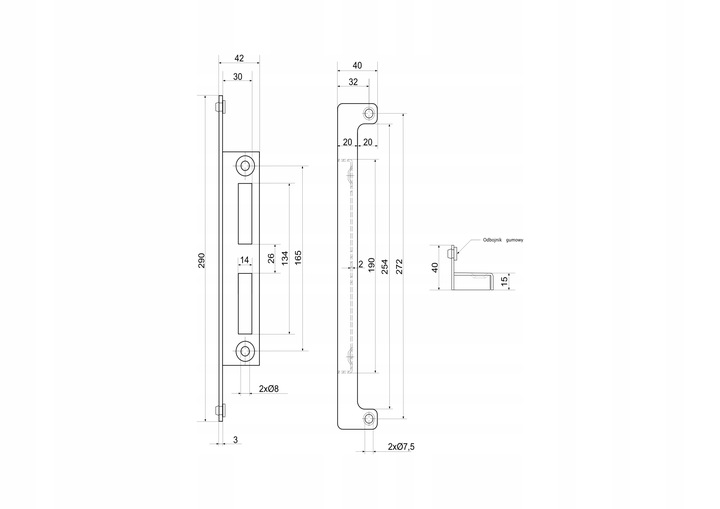 ZACZEP OGRANICZNIK ODBOJNIK FURTKI DŁUGI ANTRACYT