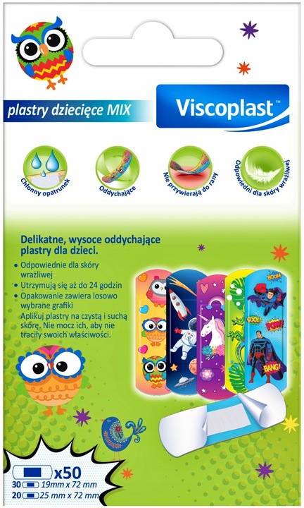 VISCOPLAST Zestaw Plastrow Dla Dzieci MIX 50 szt