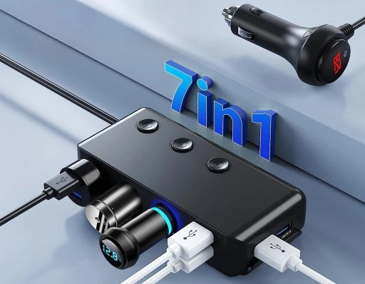 ROZDZIELACZ ROZGAŁĘŹNIK ZAPALNICZKI 4 USB QC i PD