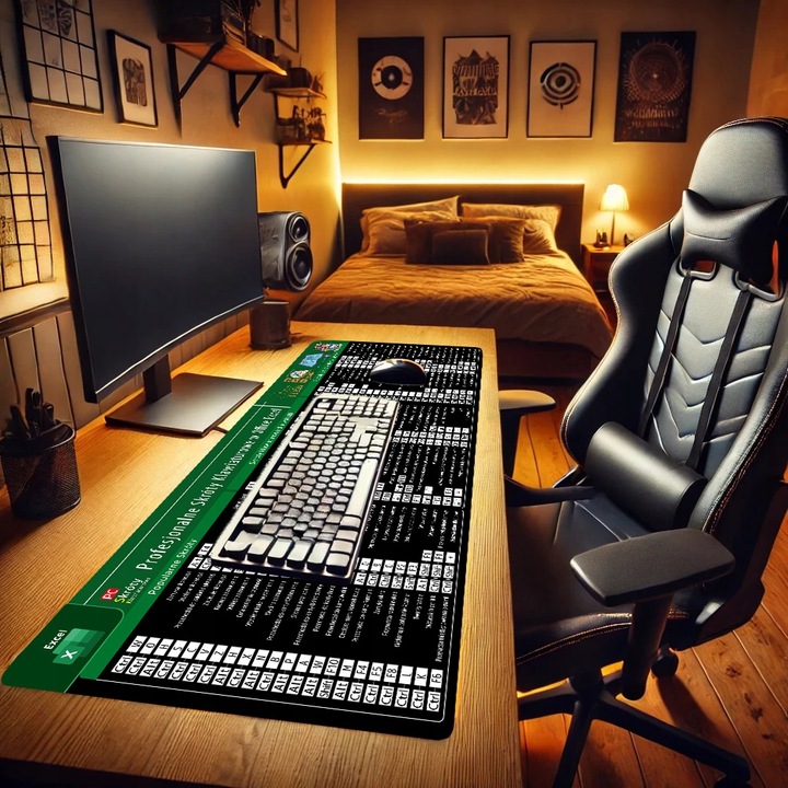 PODKŁADKA MATA BIURKO POD MYSZ DUŻA 82,6x35,1cm OFFICE EXCEL SKRÓTY PREMIUM