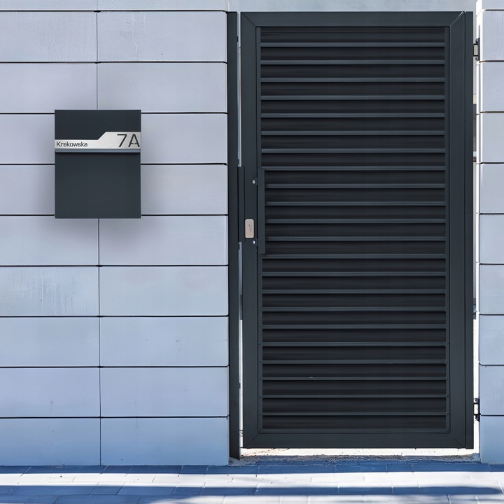 SKRZYNKA POCZTOWA NA LISTY POCZTĘ ANTRACYT +LAMINAT NAPIS ADRES ULICA NUMER