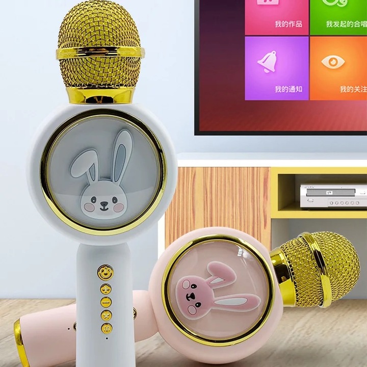 Mikrofon Karaoke Dla Dzieci Bezprzewodowy z Głośnikiem Królik Sweet