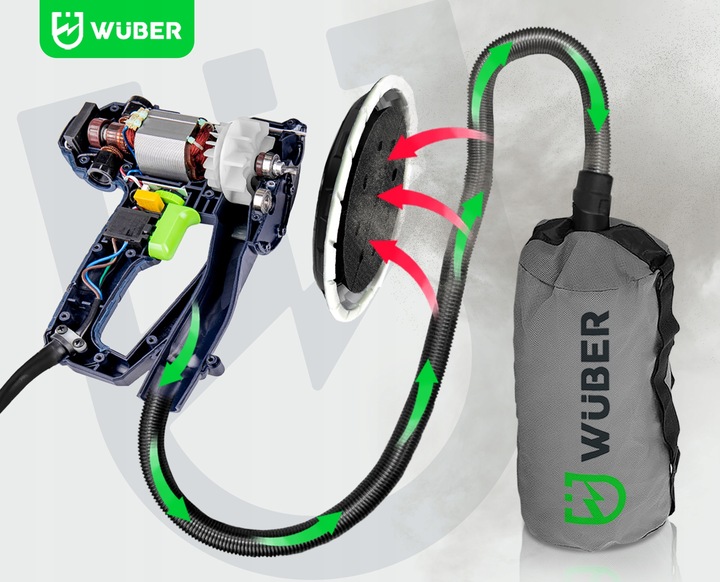 SZLIFIERKA DO GIPSU GŁADZI 180MM SIECIOWA Z TAŚMĄ LED + 6 PAPIERÓW