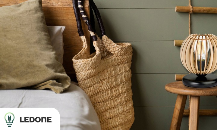 LAMPKA NOCNA LAMPA STOŁOWA DREWNIANA LOFT RETRO E27 DO SYPIALNI DO