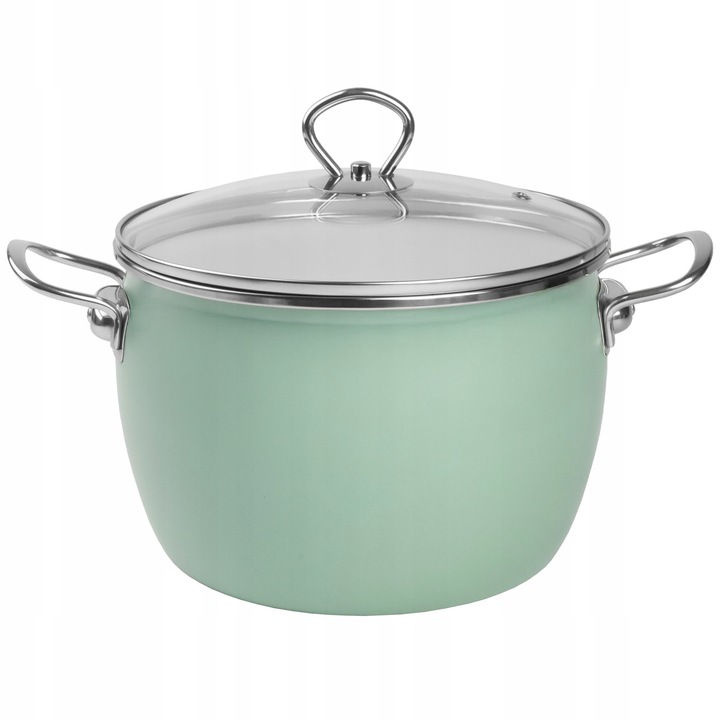 Zestaw garnków emaliowanych 2,3L 3L 4L 5L seledynowe INDUKCJA GAZ MARYNA