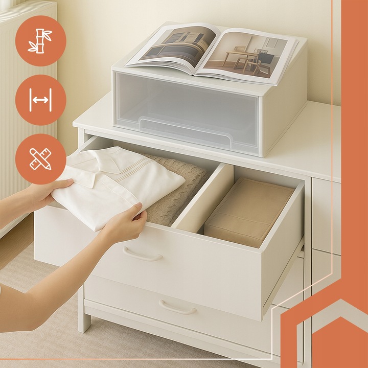 Organizer do Szuflady Seprator Szuflad Przegroda Regulowana Bambusowy