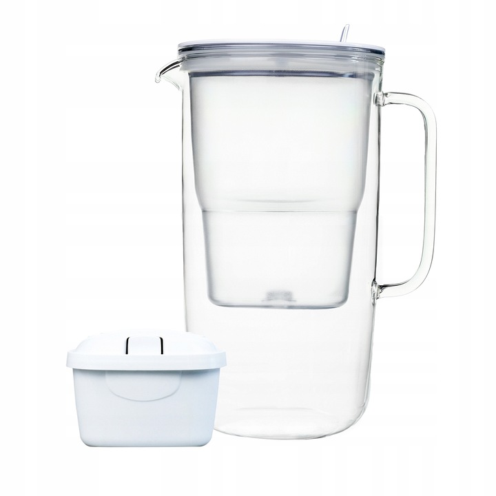 Szklany Dzbanek Filtrujący Aqualogis Etiuda 2.9L Biały + Wkład Pure+
