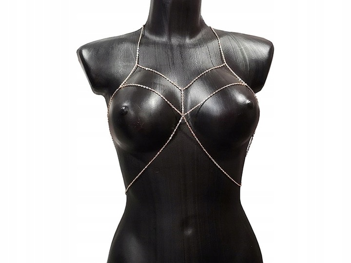 BODY CHAIN NA PIERSI ŁAŃCUSZEK NA CIAŁO ZŁOTY SEXY