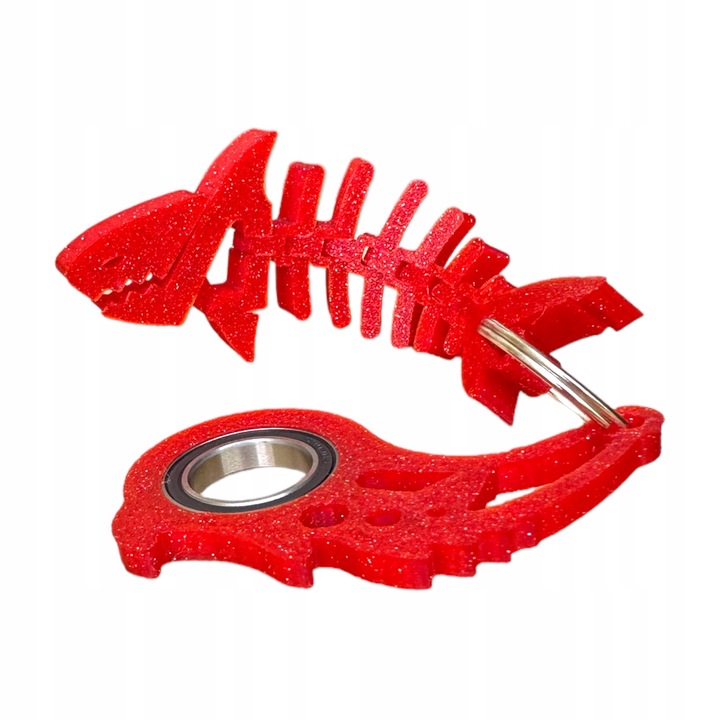 KEYSPINNER Zestaw BRELOK Breloczek do kluczy Keyrambit i Rekin Galaxy Red