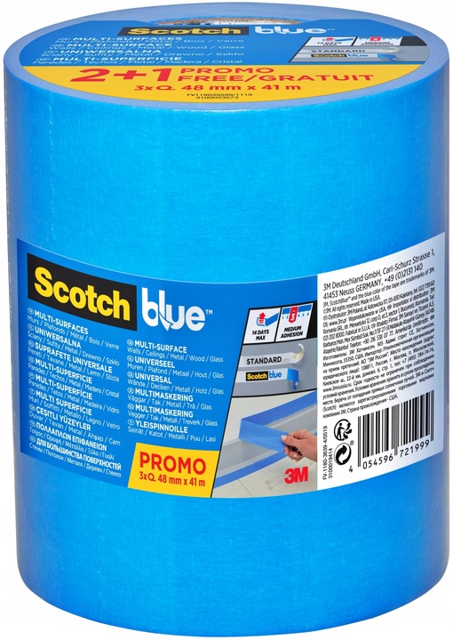 3 SZT SCOTCH BLUE TAŚMA MALARSKA UNIWERSALNA 48mm x 41m